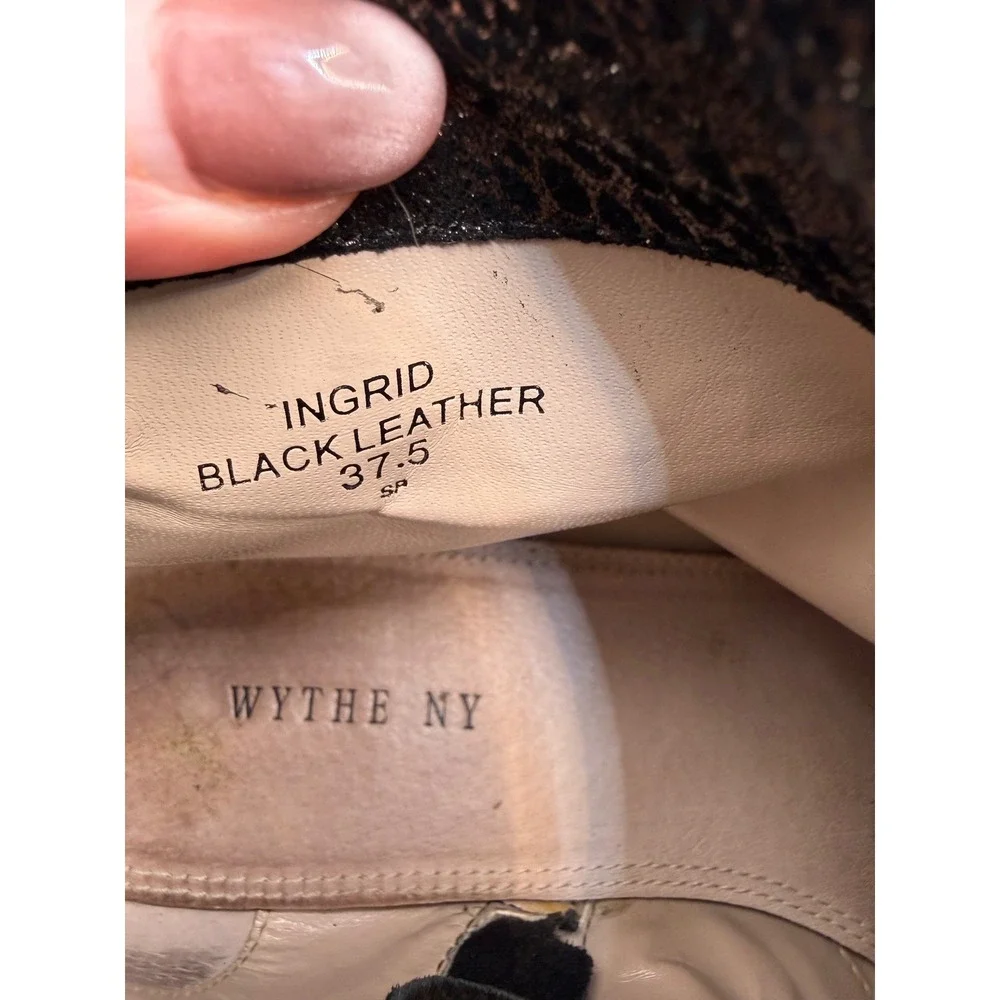 Wythe NY Ingrid Ankle Booties‎ Women 7 Black Leather Snake Texture Streetwear